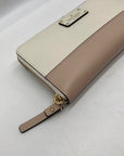 Kate Spade White and Tan Pebbled Leather Grove Street Neda Wallet