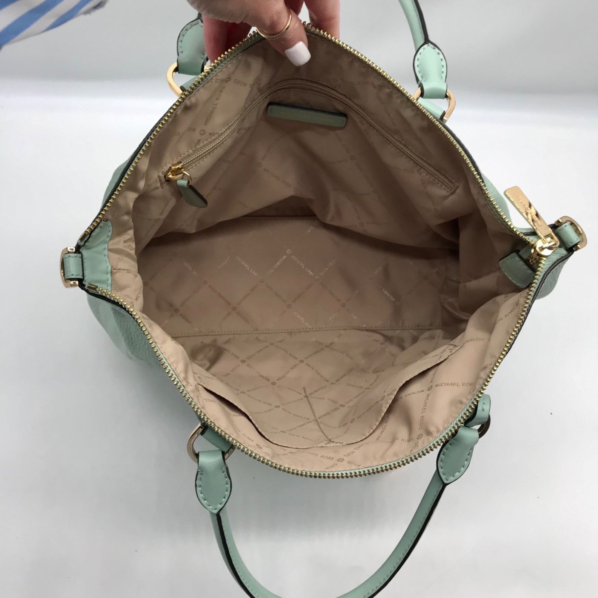 Michael Kors Mini Green Pebbled Leather Lenox Shoulder Bag