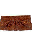 Lauren Merkin Orange Embossed Leather Clutch