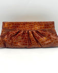 Lauren Merkin Orange Embossed Leather Clutch