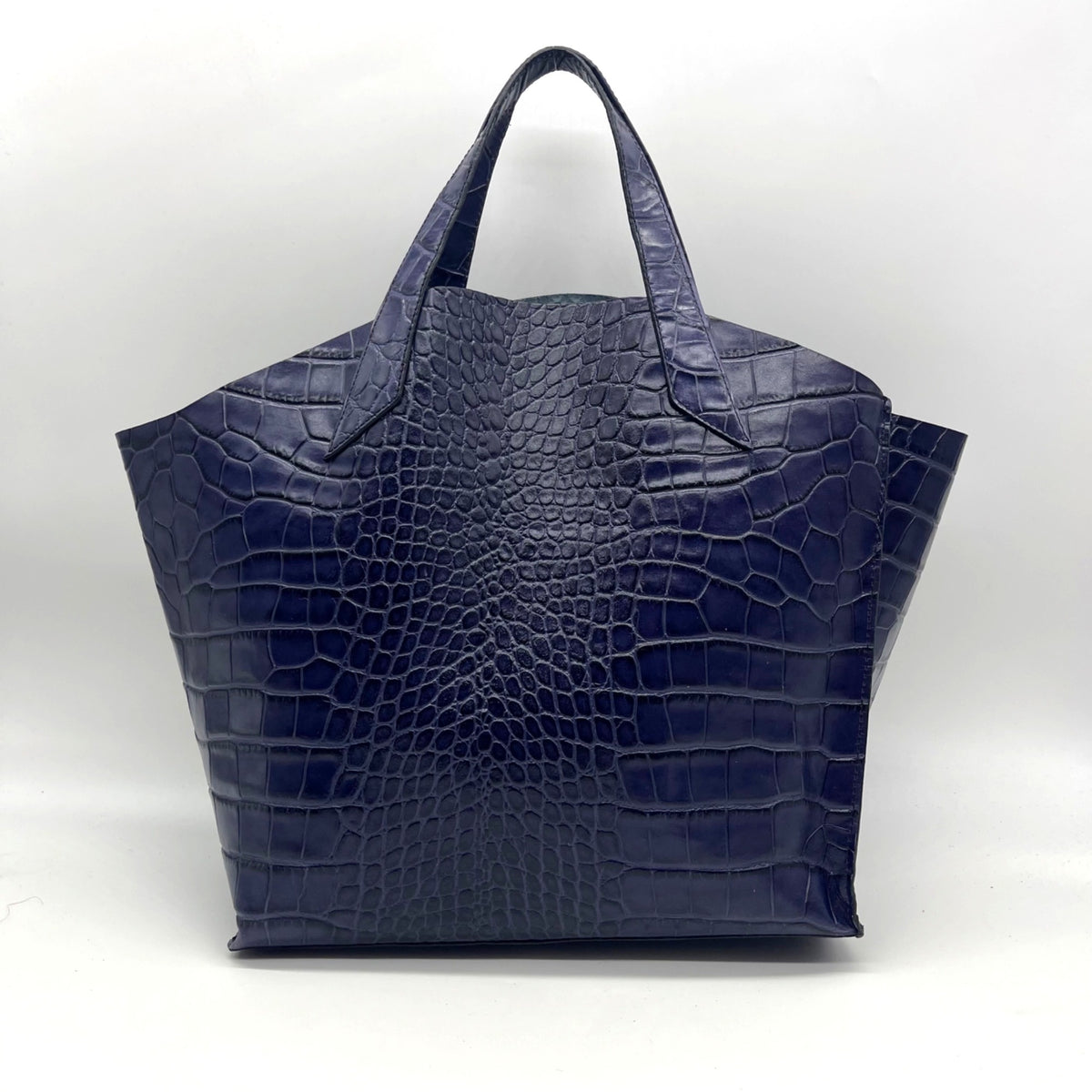 Furla Deep Violet Croc-Embossed Leather Tote Bag