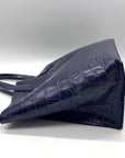 Furla Deep Violet Croc-Embossed Leather Tote Bag