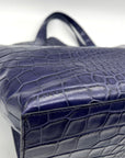 Furla Deep Violet Croc-Embossed Leather Tote Bag