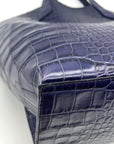 Furla Deep Violet Croc-Embossed Leather Tote Bag