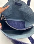 Furla Deep Violet Croc-Embossed Leather Tote Bag