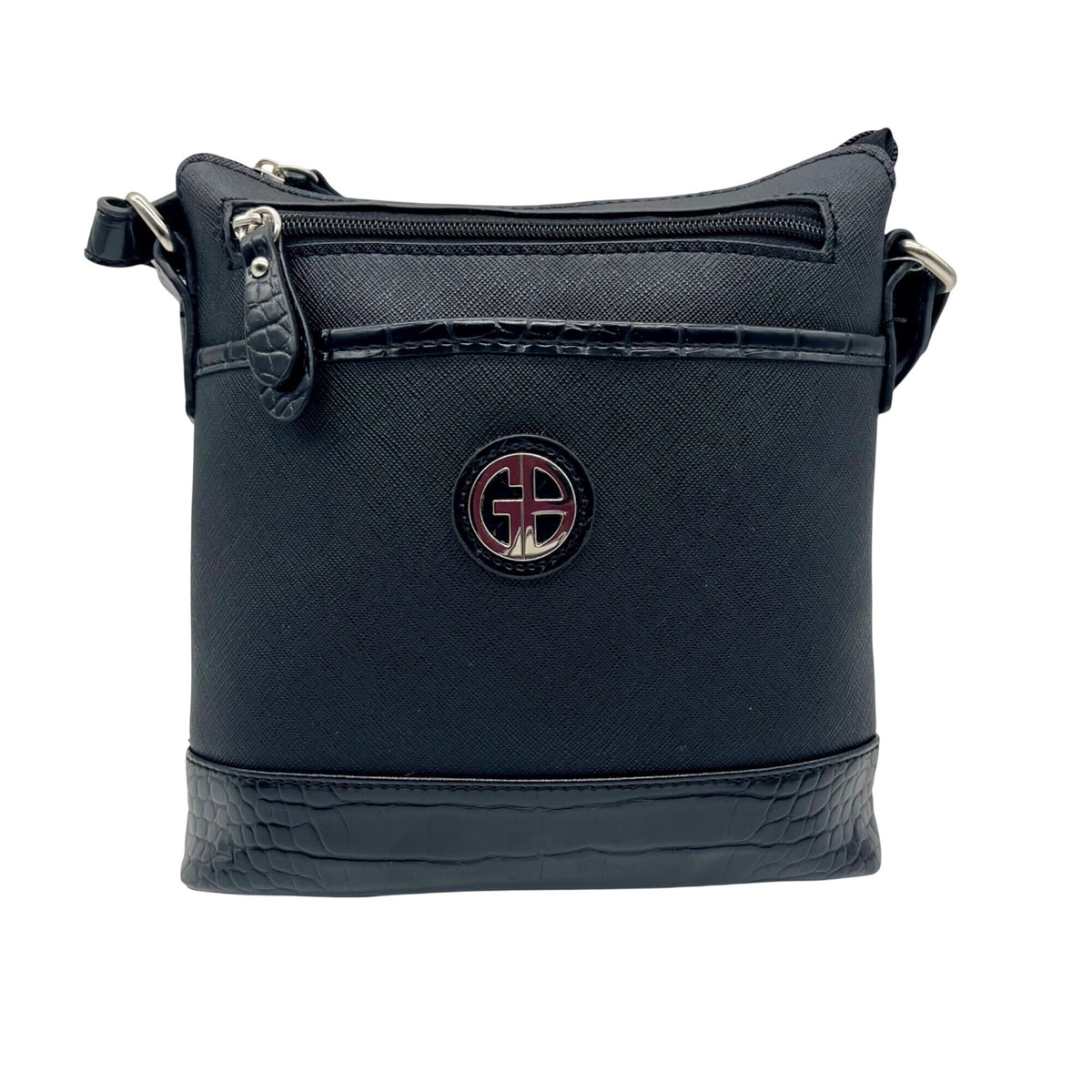 Giani Bernini Black Saffiano Croco North South Crossbody Bag