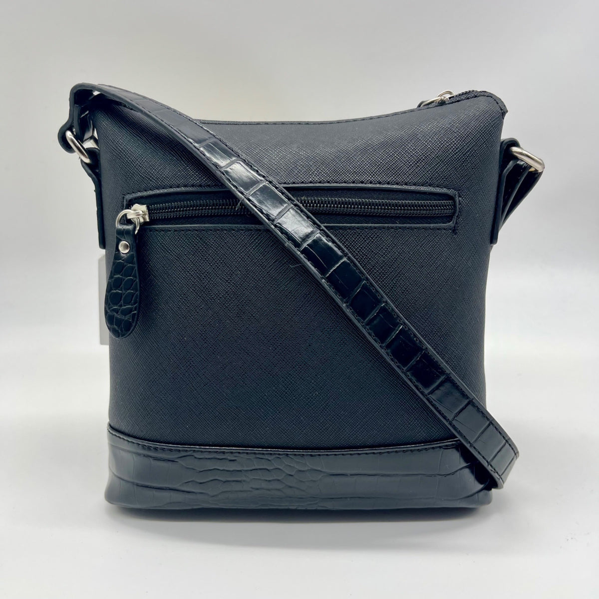 Giani Bernini Black Saffiano Croco North South Crossbody Bag