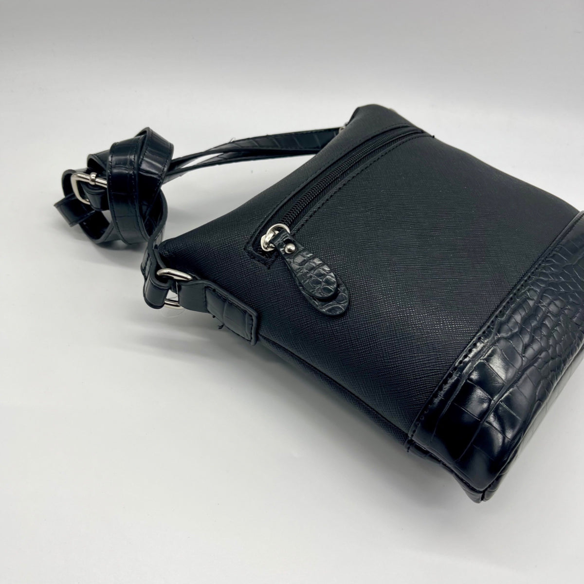 Giani Bernini Black Saffiano Croco North South Crossbody Bag
