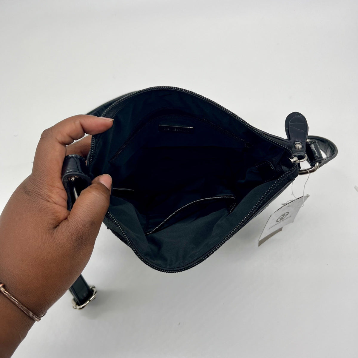 Giani Bernini Black Saffiano Croco North South Crossbody Bag