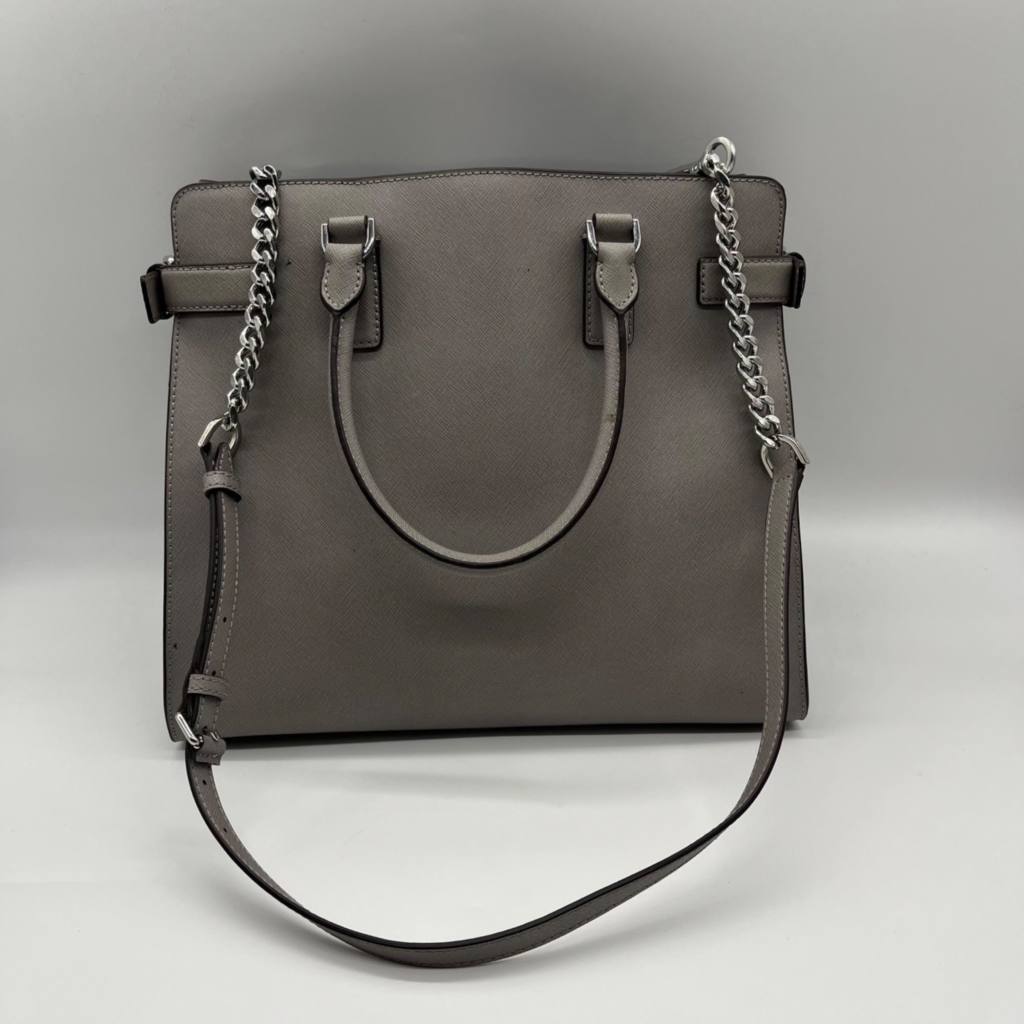 Michael Kors Grey Saffiano Leather Emma Satchel Bag