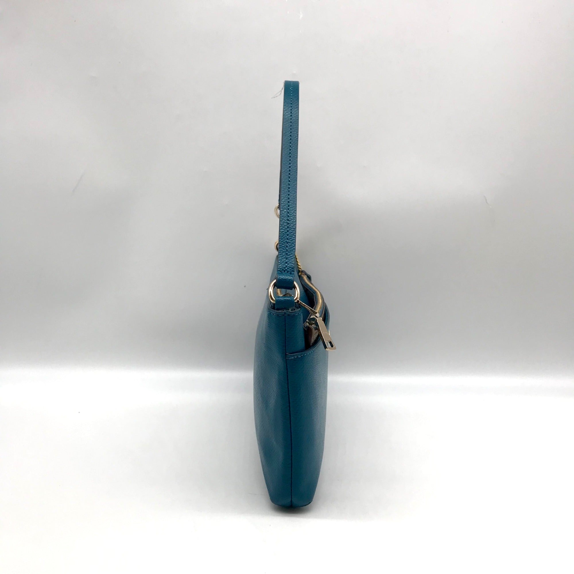 Coach Teal Crossgrain Leather Pop Pouch