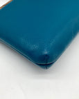 Coach Teal Crossgrain Leather Pop Pouch