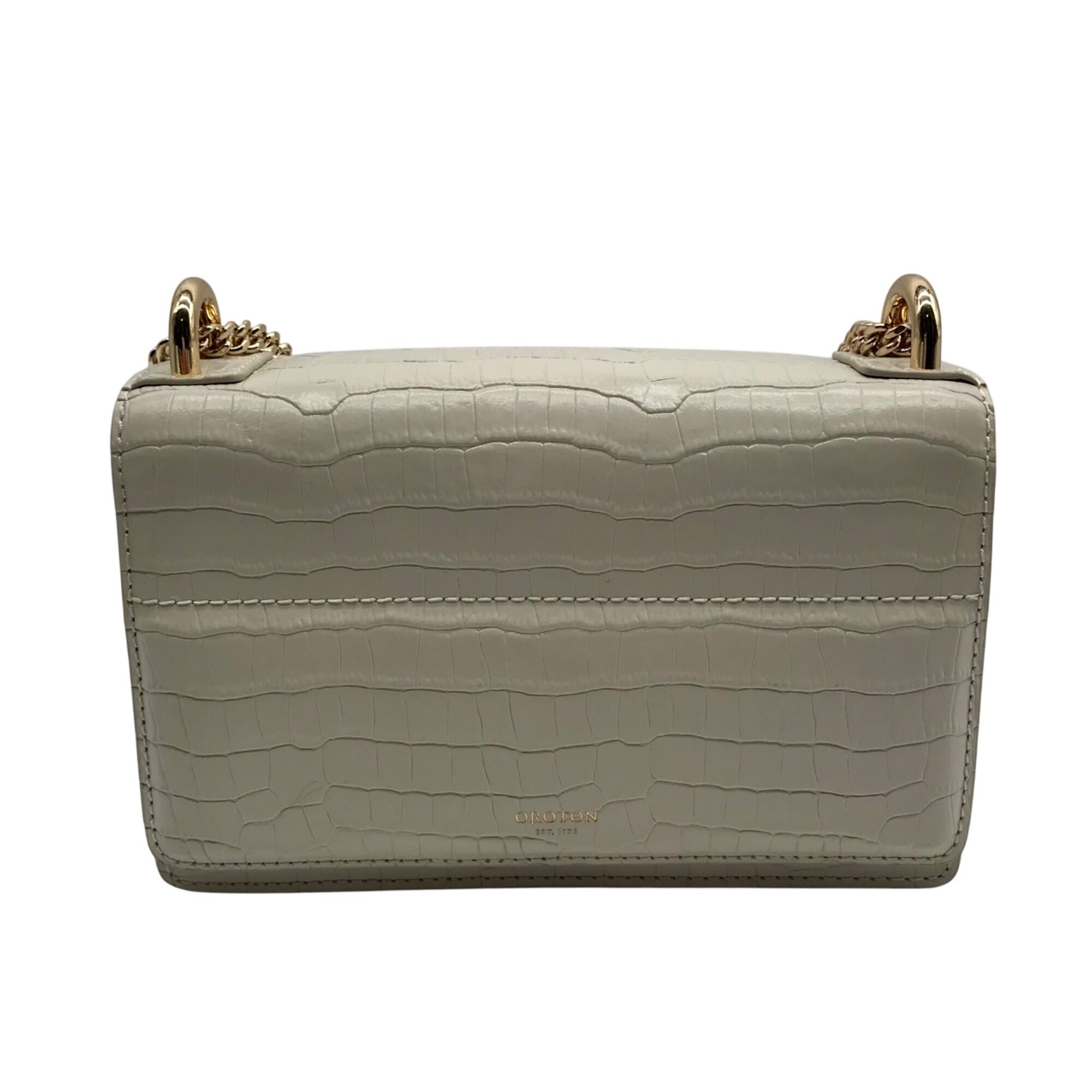 Oroton Ivory Embossed Leather Forte Micro Crossbody Clutch