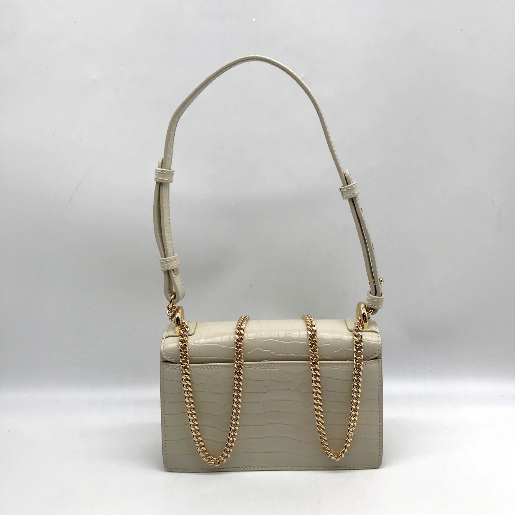 Oroton Ivory Embossed Leather Forte Micro Crossbody Clutch