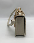 Oroton Ivory Embossed Leather Forte Micro Crossbody Clutch
