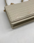 Oroton Ivory Embossed Leather Forte Micro Crossbody Clutch