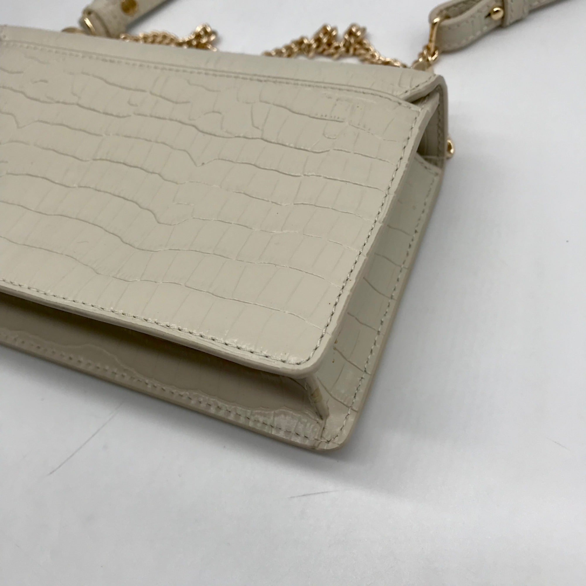 Oroton Ivory Embossed Leather Forte Micro Crossbody Clutch