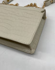 Oroton Ivory Embossed Leather Forte Micro Crossbody Clutch