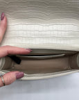 Oroton Ivory Embossed Leather Forte Micro Crossbody Clutch