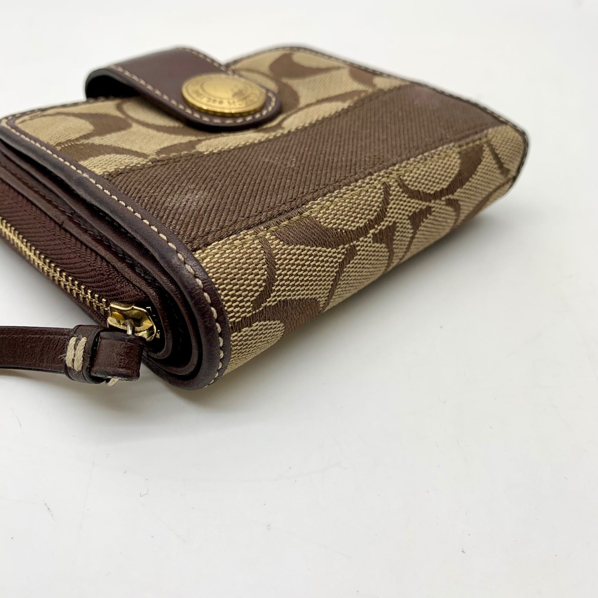 Coach Legacy Khaki &amp; Brown Signature Canvas Bifold Wallet 40751