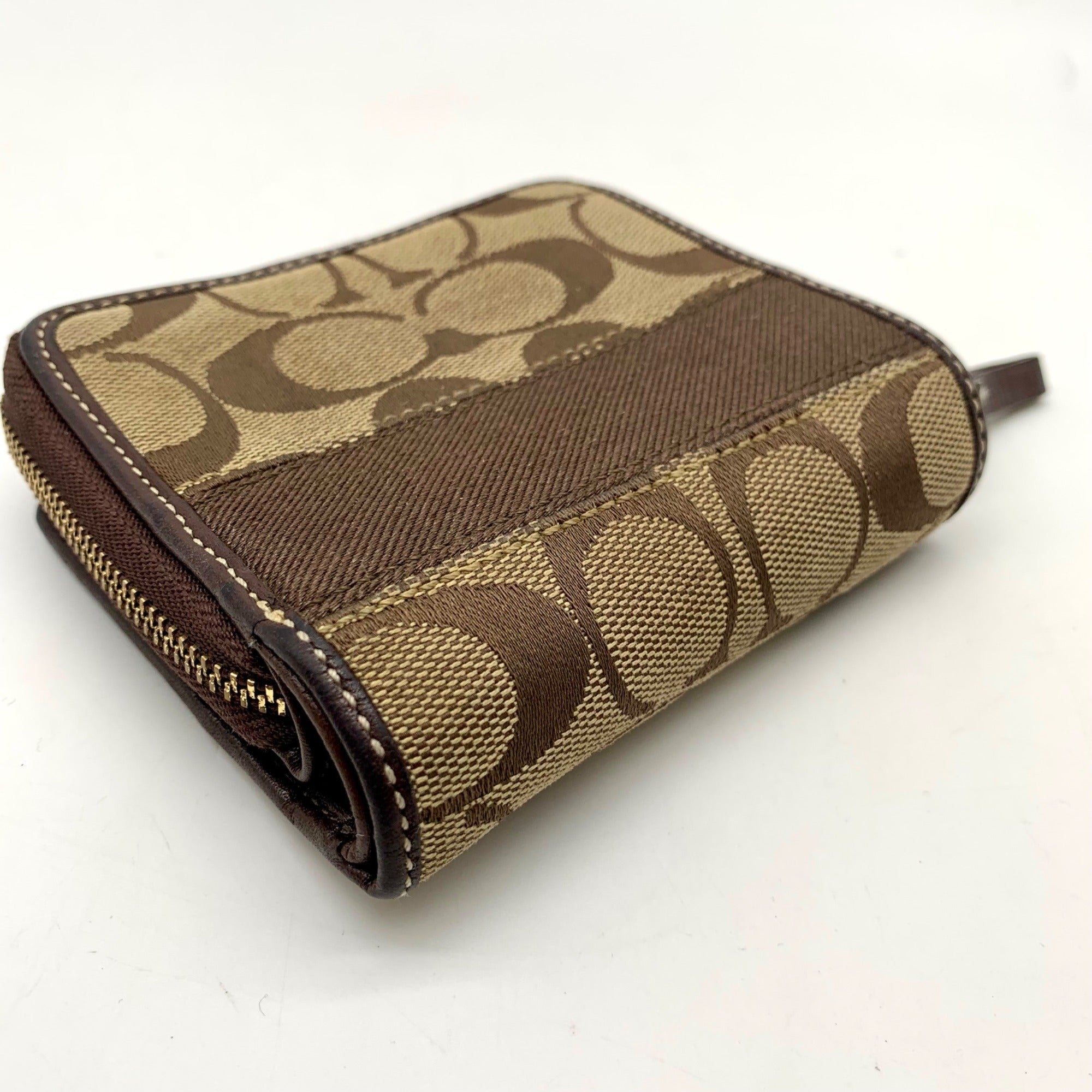 Coach Legacy Khaki &amp; Brown Signature Canvas Bifold Wallet 40751