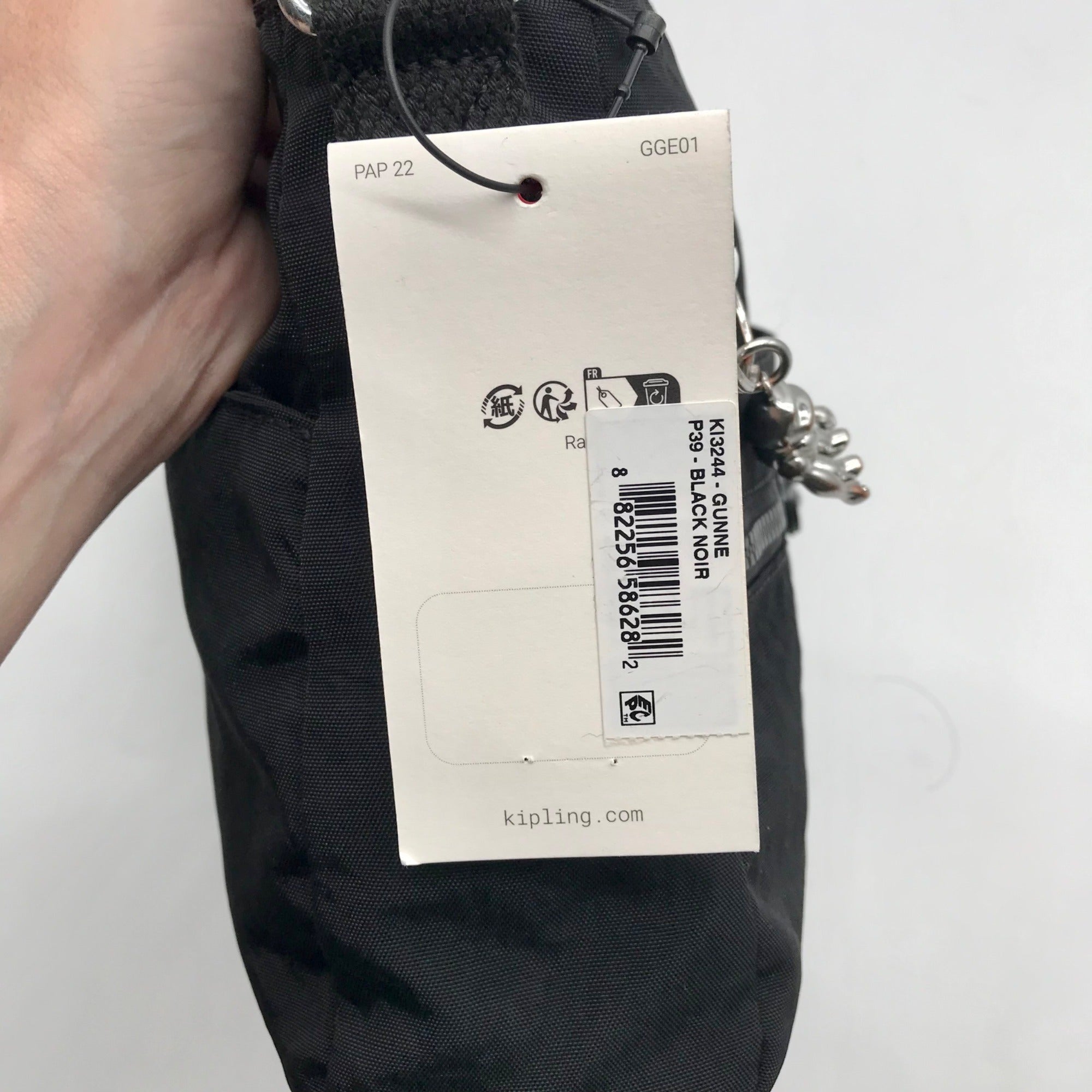 Kipling Black Noir Nylon Multipocket Angie Shoulder Bag