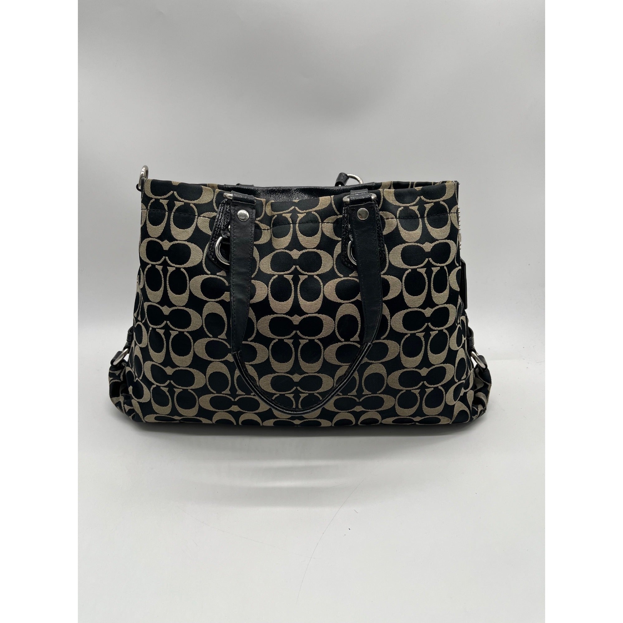 Coach Ashely Black Signature Satchel Bag F15510