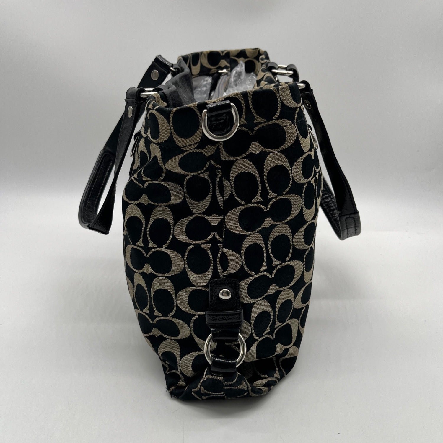Coach Ashely Black Signature Satchel Bag F15510
