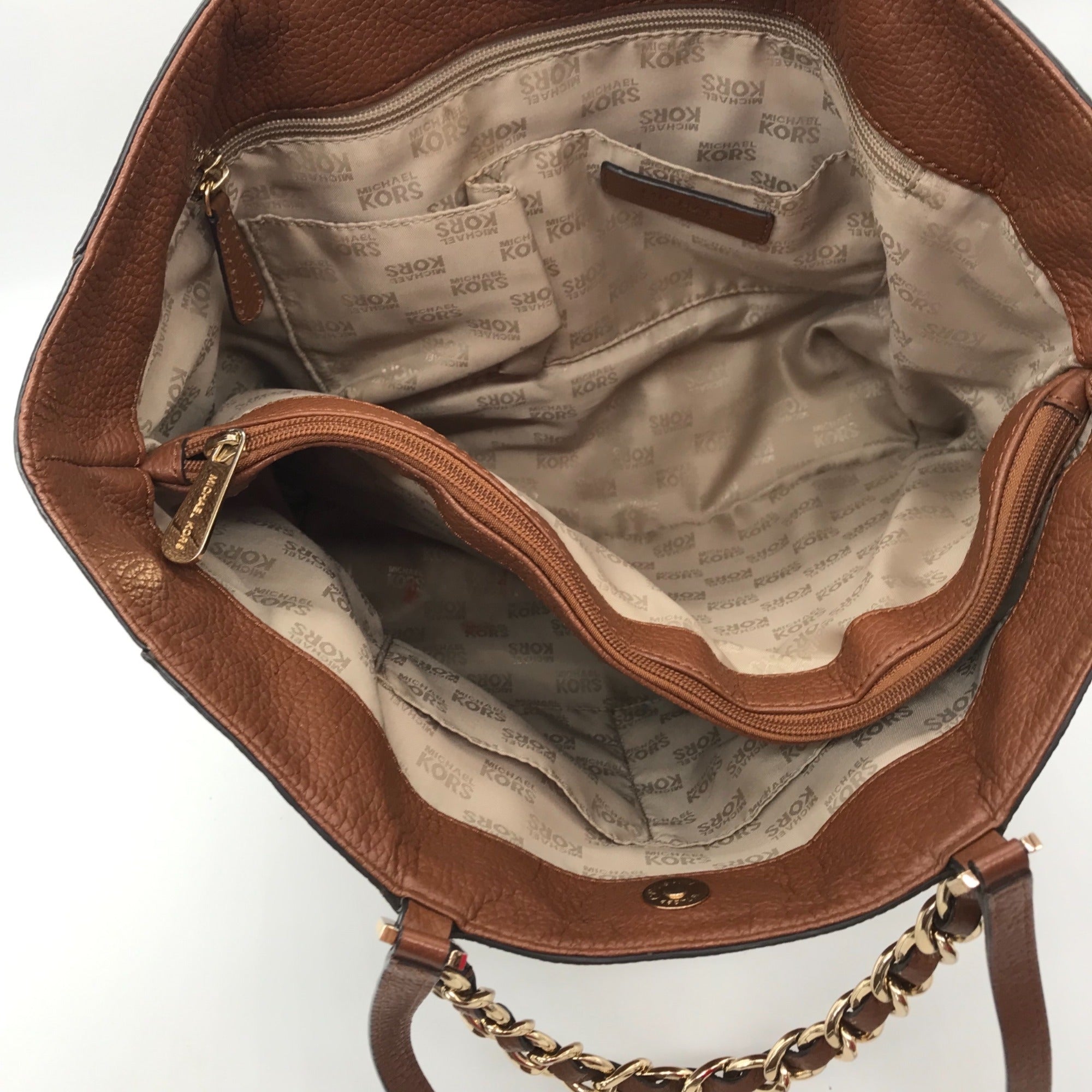 Michael Kors Harper Chain Brown Leather Tote