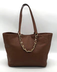 Michael Kors Harper Chain Brown Leather Tote