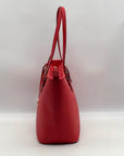 Michael Kors Red Saffiano Leather Jet Set Tote Bag