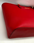 Michael Kors Red Saffiano Leather Jet Set Tote Bag
