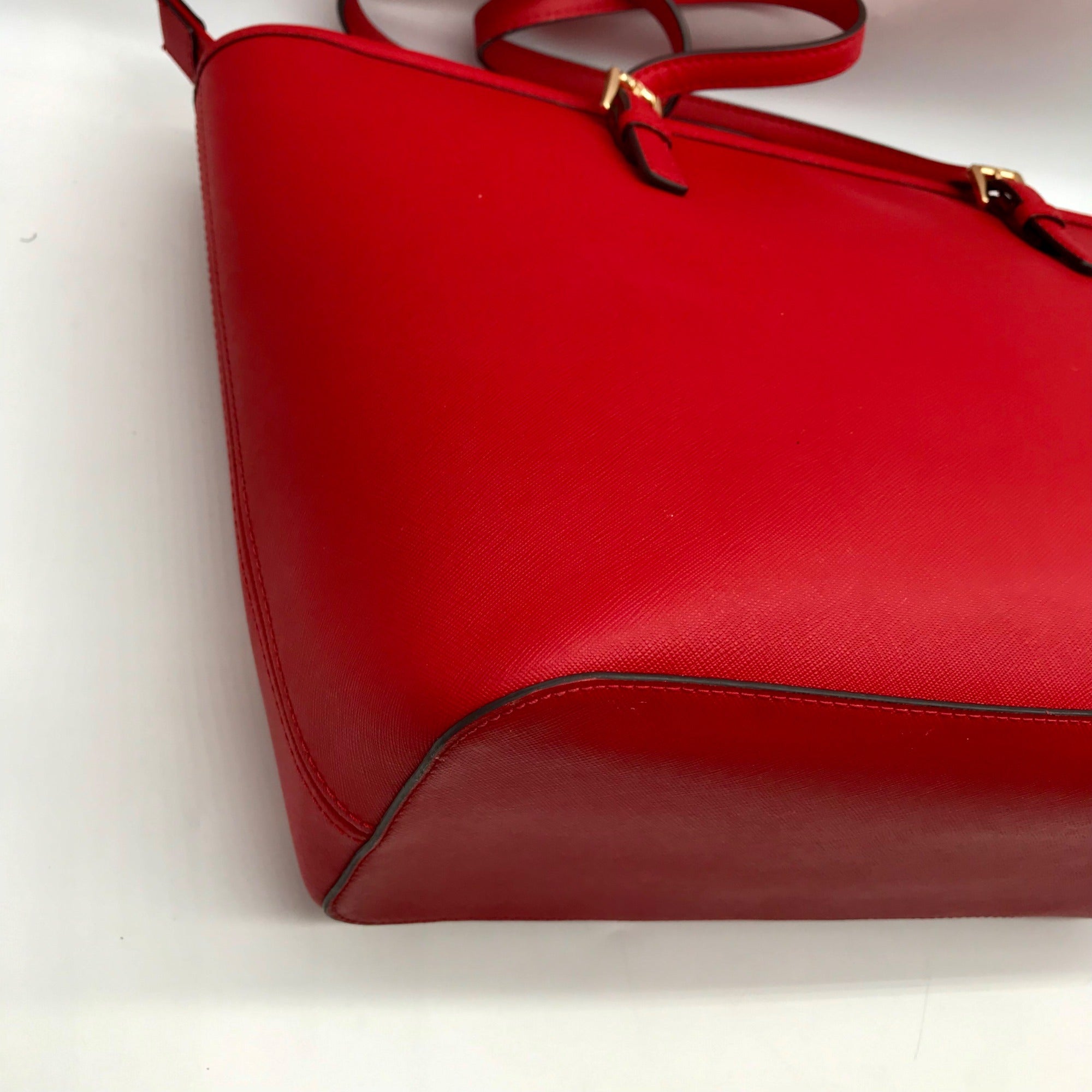 Michael Kors Red Saffiano Leather Jet Set Tote Bag