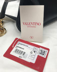 Valentino Garavani Black Leather V Logo Moon Tote Bag