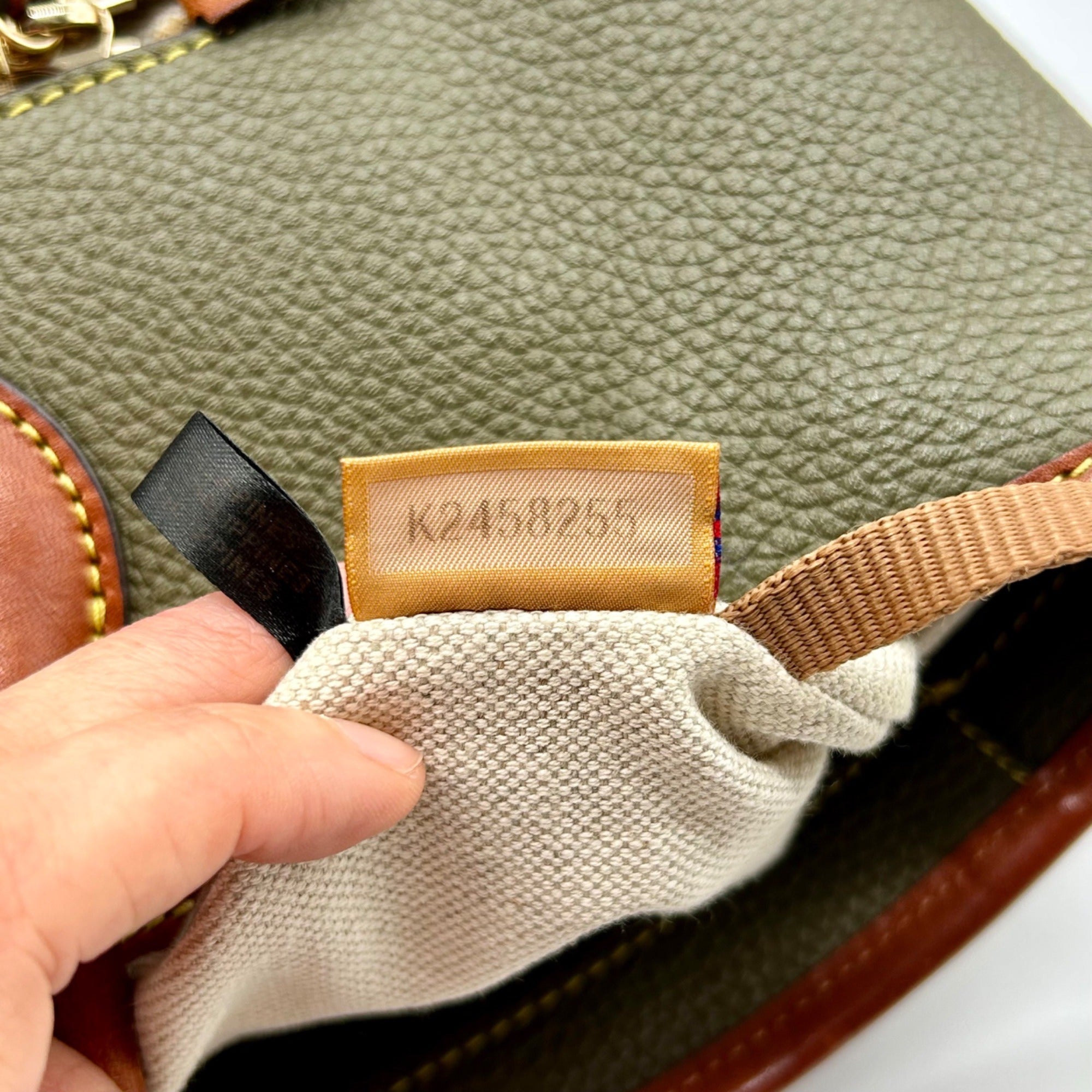 Dooney &amp; Bourke Olive Green Pebbled Leather Tote Bag