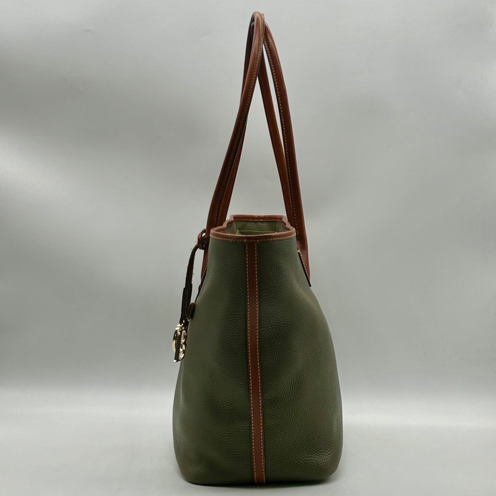 Dooney &amp; Bourke Olive Green Pebbled Leather Tote Bag