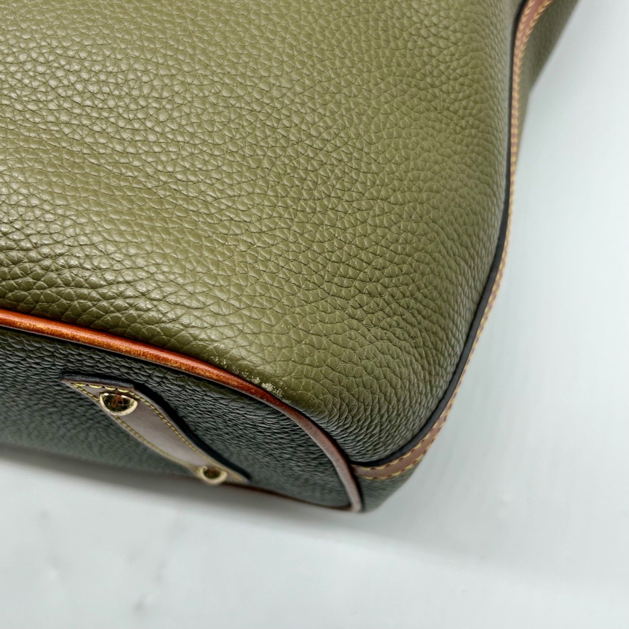Dooney &amp; Bourke Olive Green Pebbled Leather Tote Bag