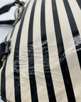Kate Spade Black And White Patent Leather Rachelle Wellesley Striped Satchel