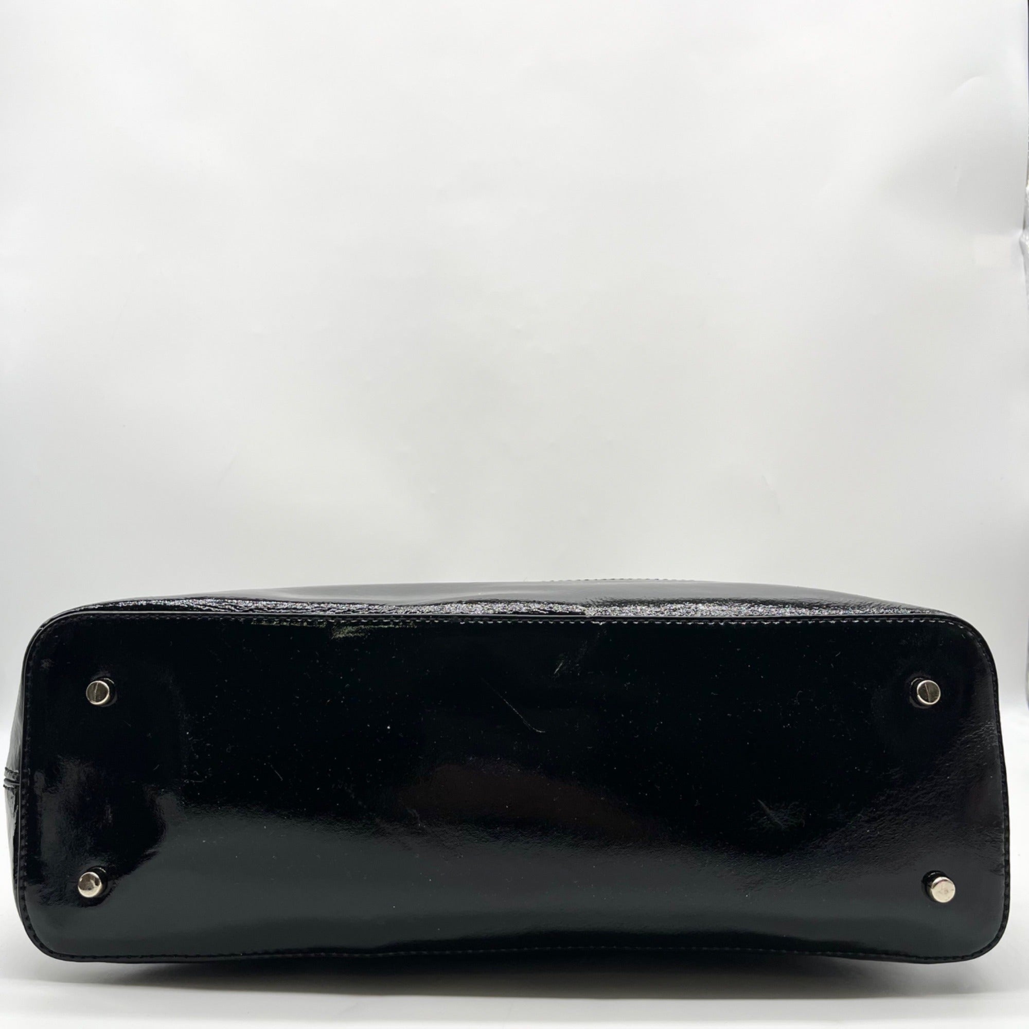 Kate Spade Black And White Patent Leather Rachelle Wellesley Striped Satchel
