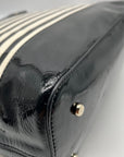 Kate Spade Black And White Patent Leather Rachelle Wellesley Striped Satchel