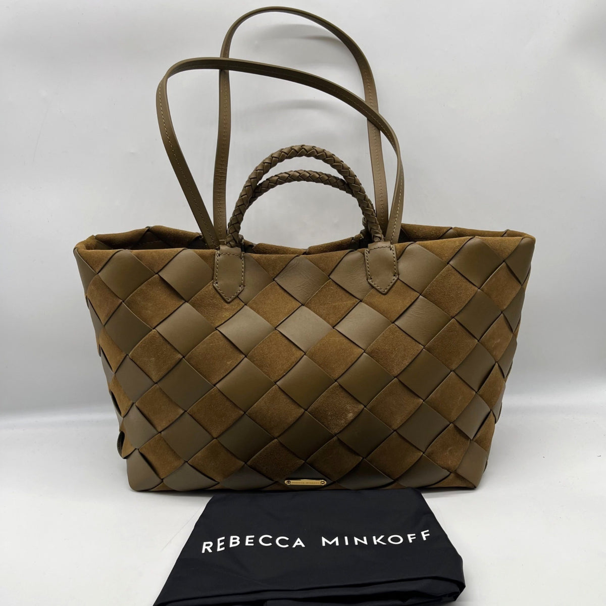 Rebecca Minkoff Brown Frankie Woven Tote Bag