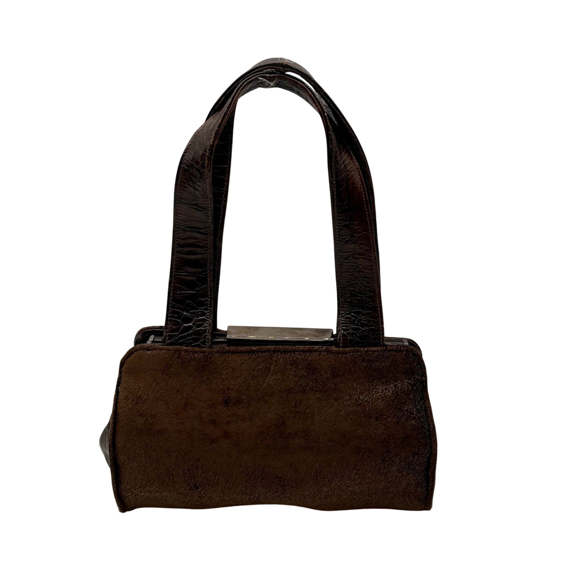 Gambini Black Pleated Suede  Shoulder Bag