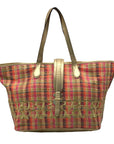 Tous Multicolor Plaid Fabric & Raffia Shopper Tote