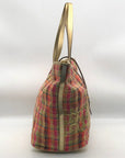 Tous Multicolor Plaid Fabric & Raffia Shopper Tote