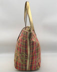 Tous Multicolor Plaid Fabric & Raffia Shopper Tote