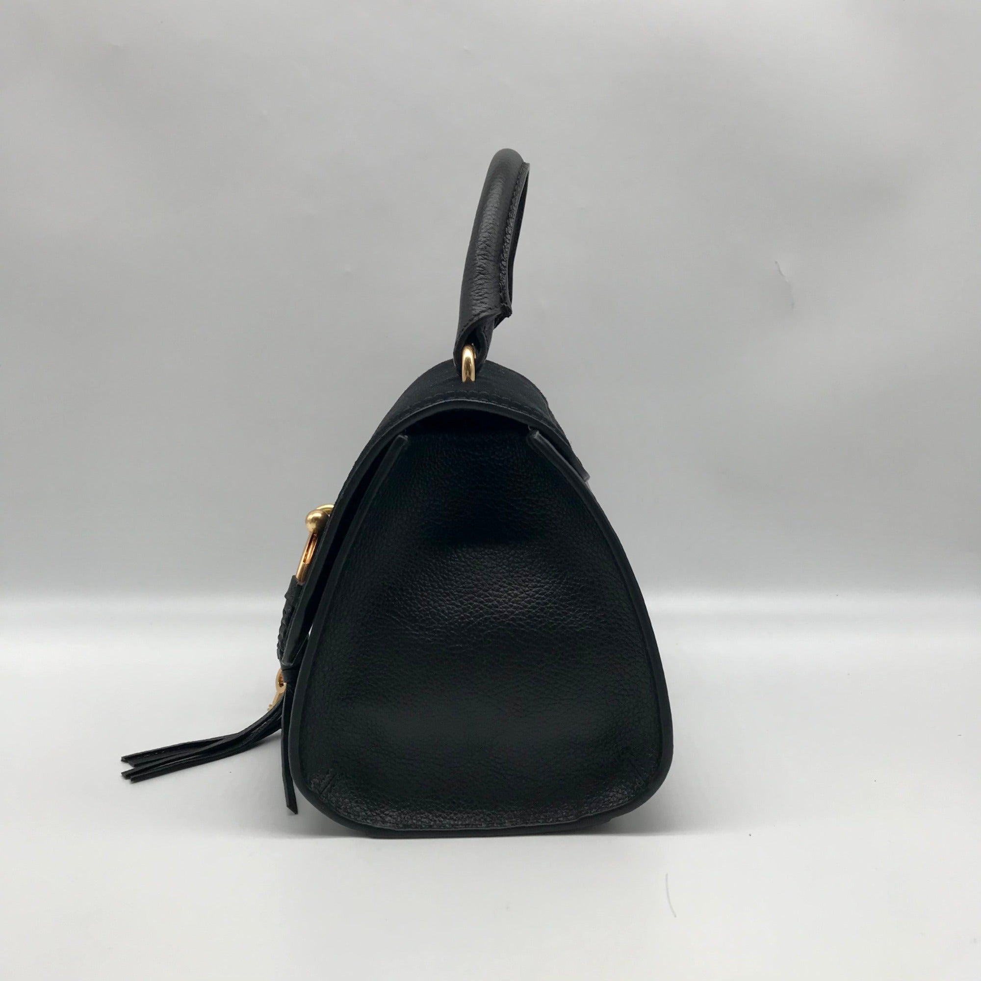 See by Chloé Joan Ladylike Black Leather &amp; Suede Top Handle Satchel