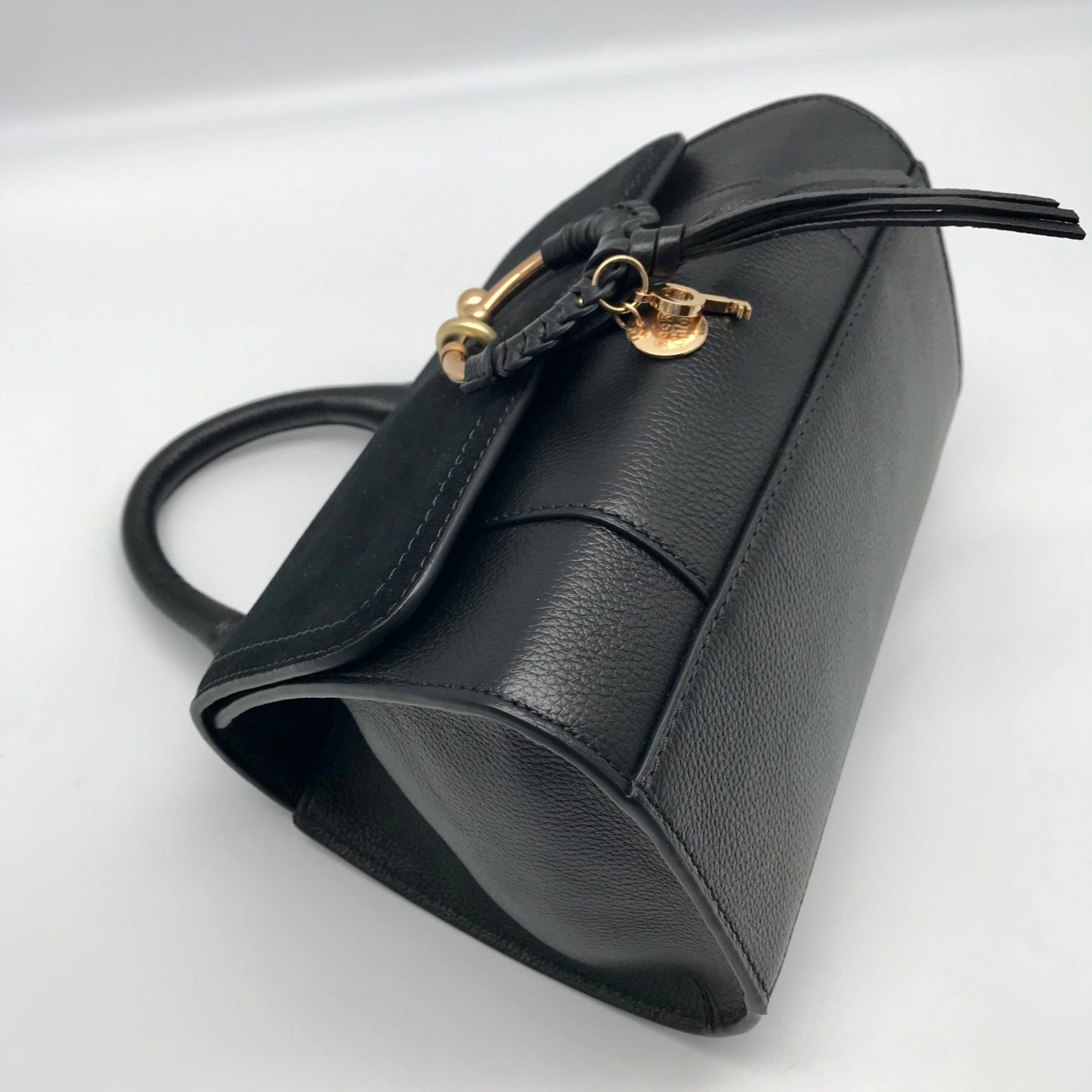 See by Chloé Joan Ladylike Black Leather &amp; Suede Top Handle Satchel