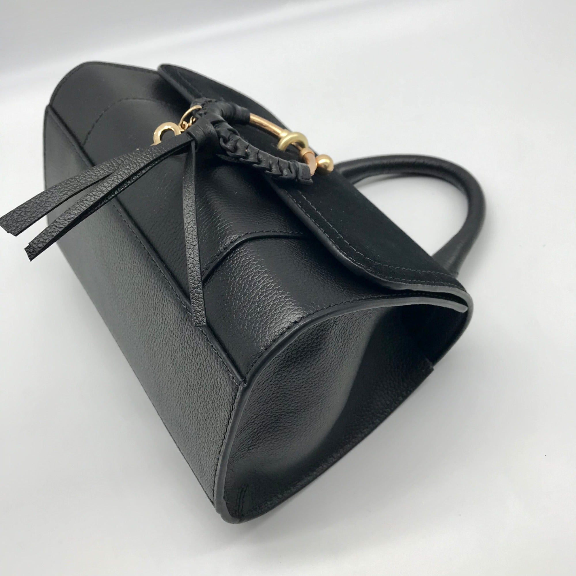 See by Chloé Joan Ladylike Black Leather &amp; Suede Top Handle Satchel