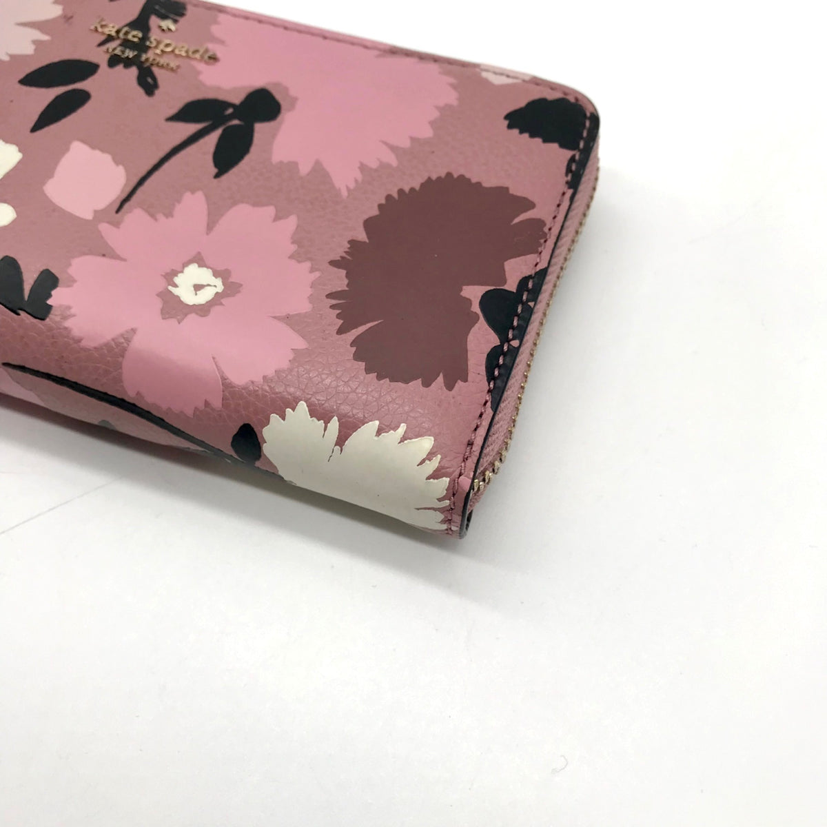 Kate Spade Pink Floral Pebbled Leather Continental Wallet