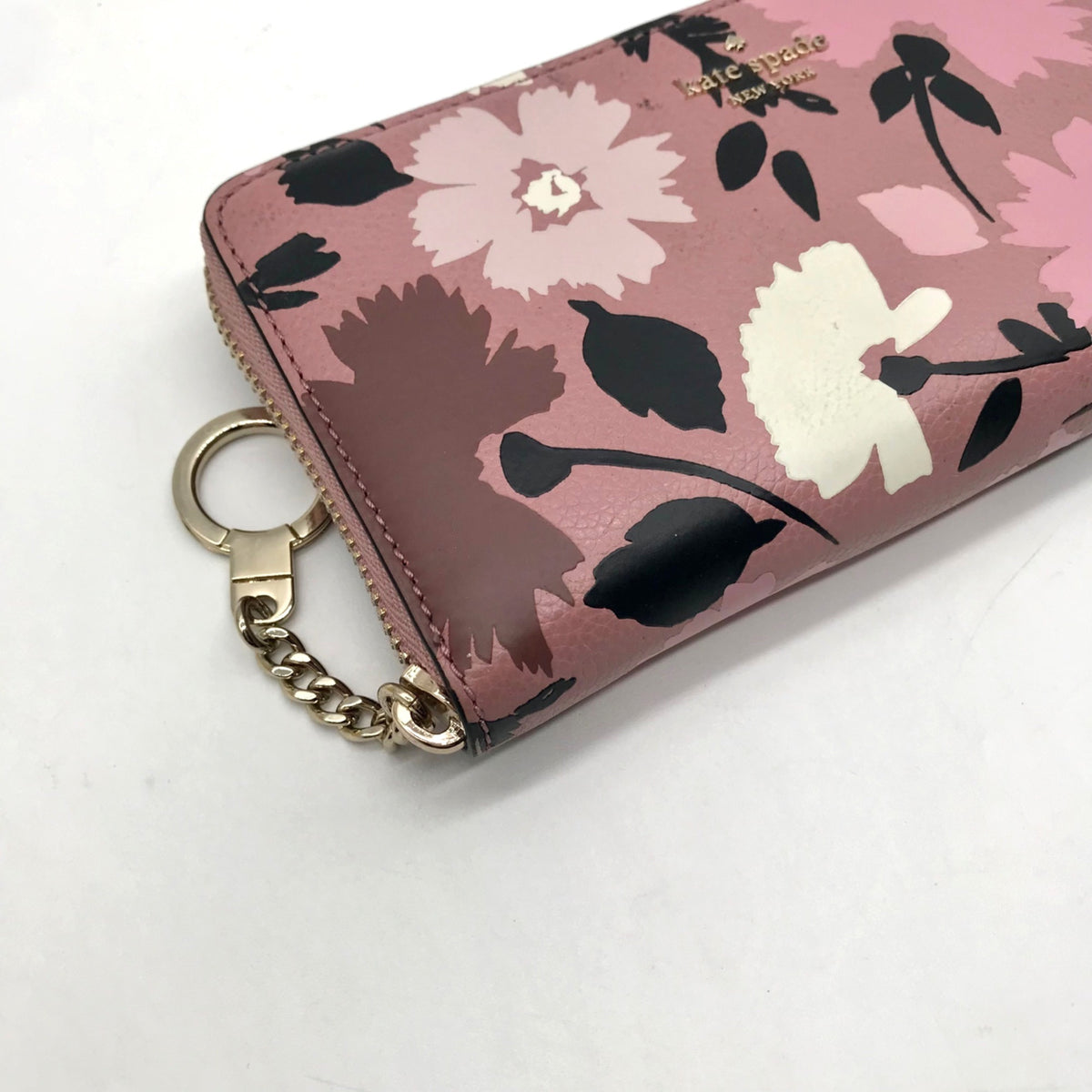 Kate Spade Pink Floral Pebbled Leather Continental Wallet